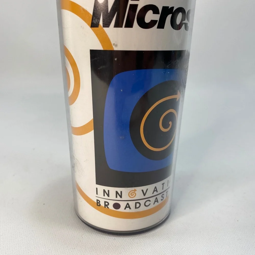 Vtg 90s Microsoft Thermo Plastic Cup Media Event Show Broadcasting Media 7